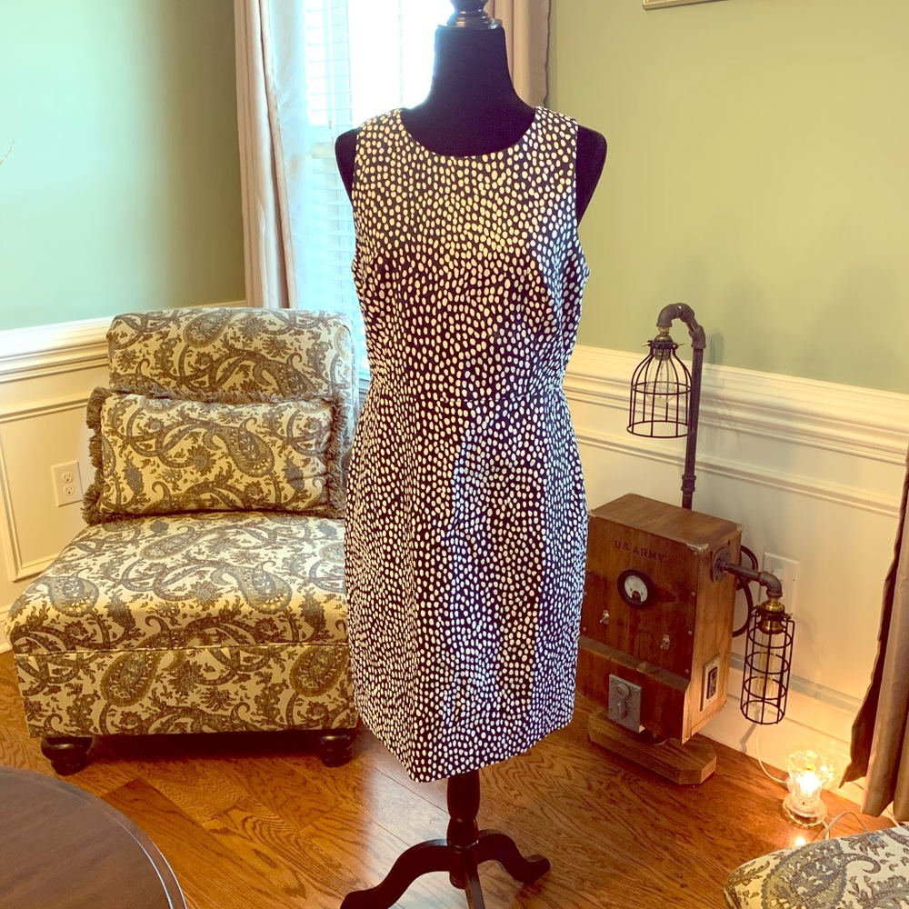 J. Crew Blue Career Dress with white dots!